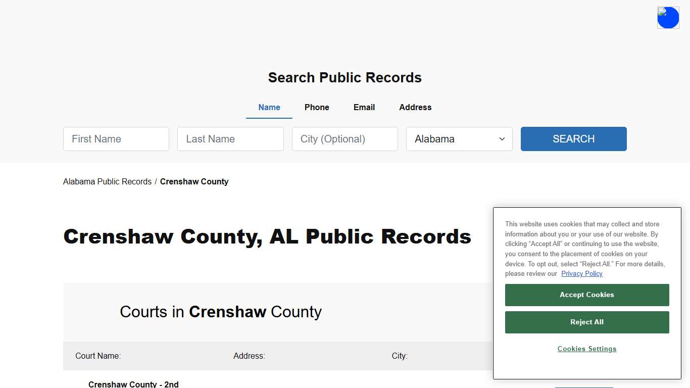 Crenshaw County, AL Public Court, Arrest and Inmate Records - ThePublicIndex