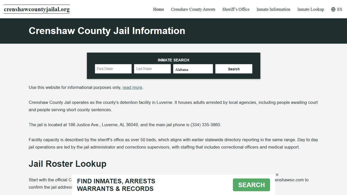 Crenshaw County, AL Jail Roster, Inmate Info