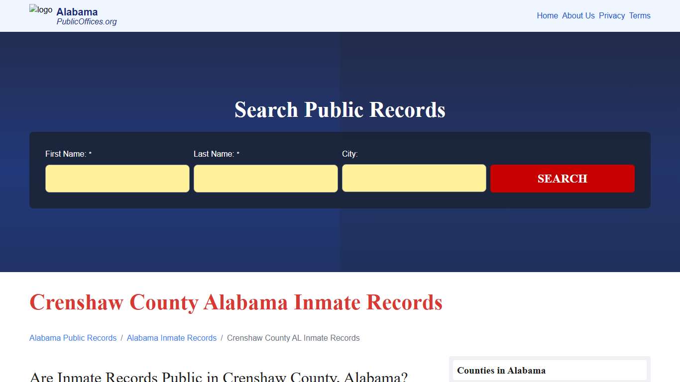 Crenshaw County, AL Inmate Records Search – PublicOffices.org